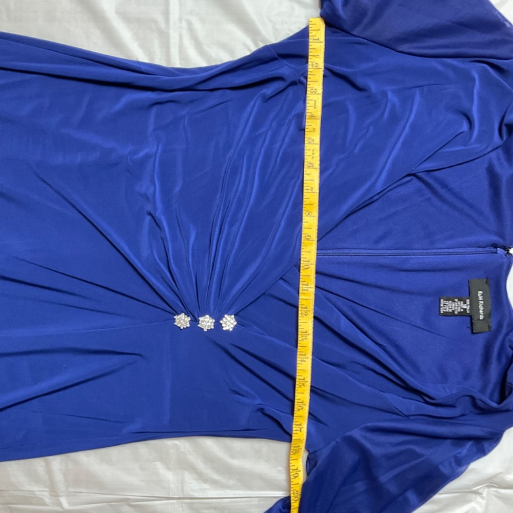 R&M Richards long sleeve blue cocktail formal wedding guest dress size 12 - Picture 6 of 9
